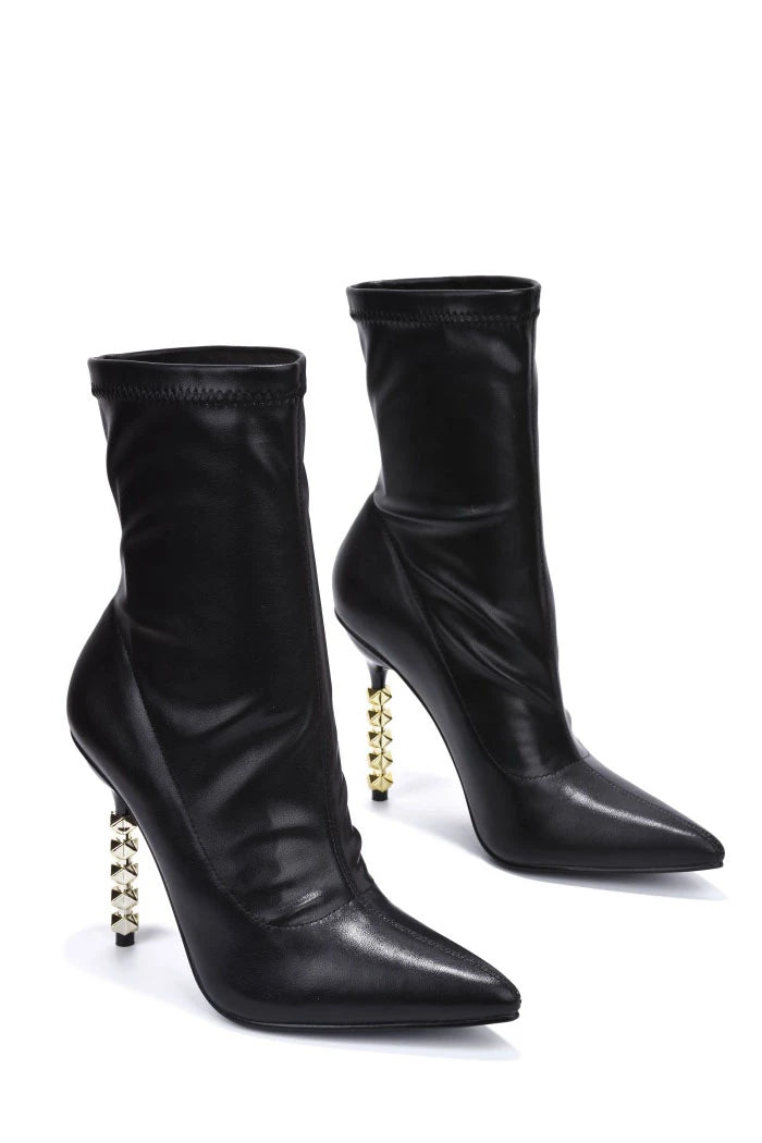 Leather Boots Golden Heels