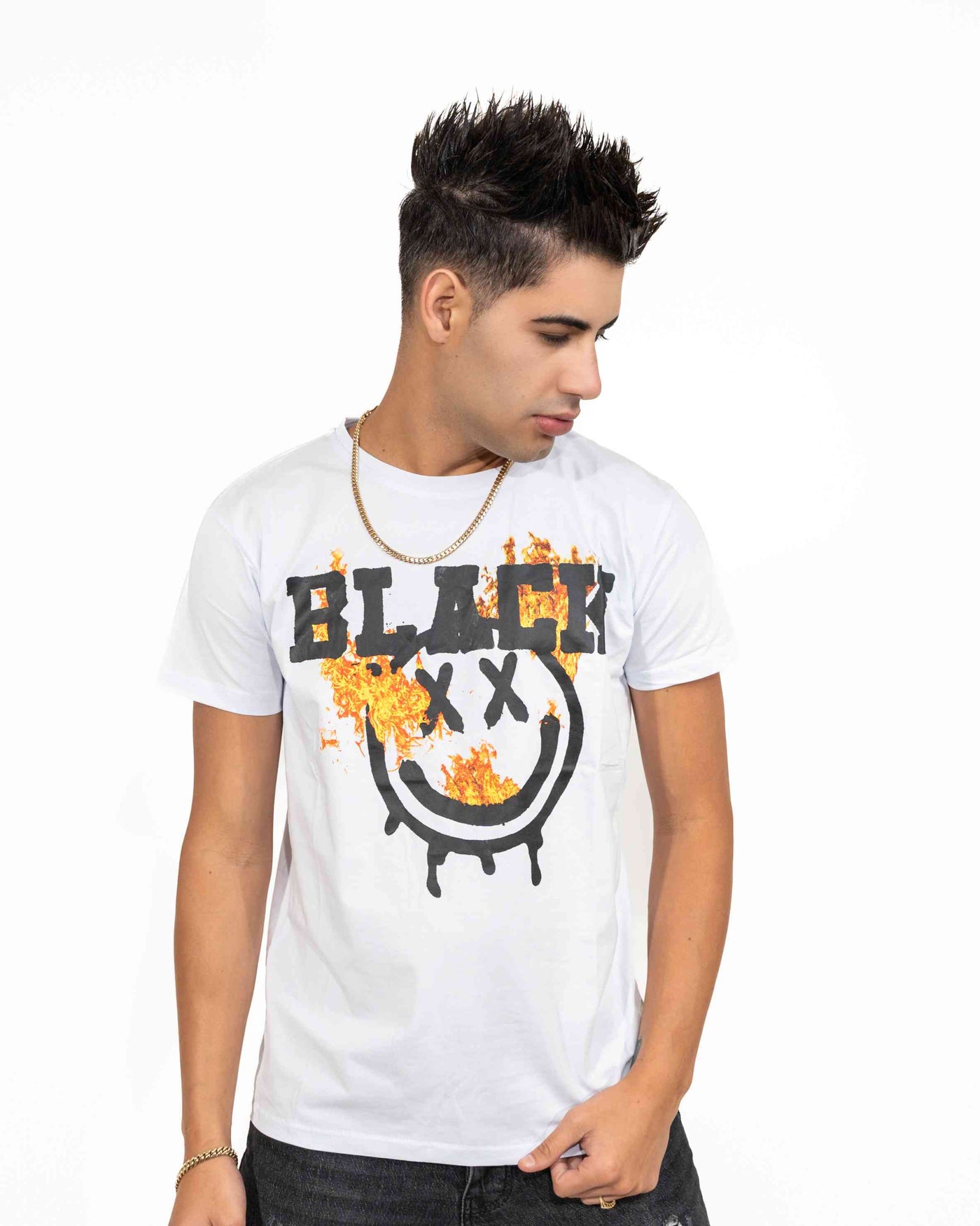 Black Fire Face Italian T-shirt